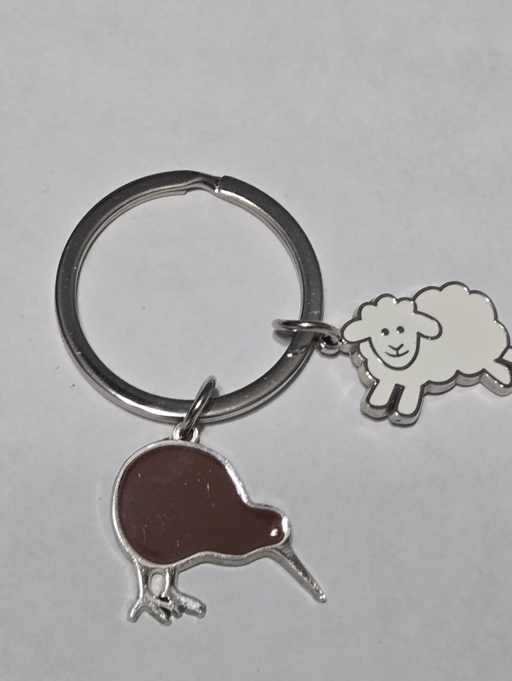 New Zealand Kiwi Bird Silver And Brown Souvenir Keychain Keyring